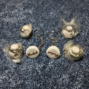 6 Vintage Grolsch Beer Porcelain Bottle Cap Advertising Keychain New Old Stock